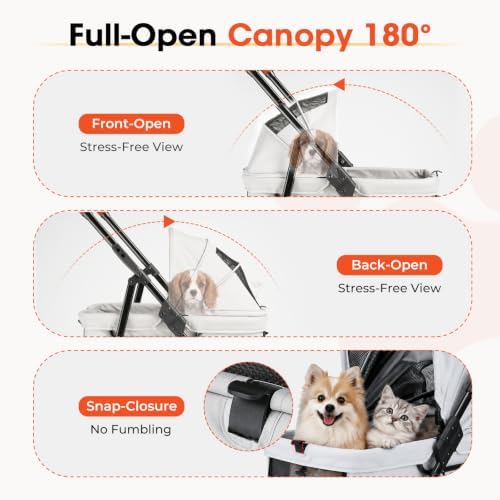 Foldable Pet Stroller Small Dogs Cats Up to 70 lb All-Terrain, Gray