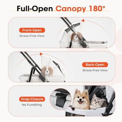 Foldable Pet Stroller Small Dogs Cats Up to 70 lb All-Terrain, Gray
