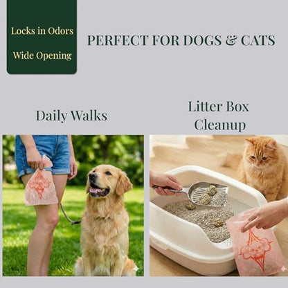 Thick Dog Poop Bags Rolls, Leak-Resistant Pet Waste Bags, 120 Count (8 Rolls), 9x13 in Large, Lavender Scented, Fits Most Dispensers, Pink