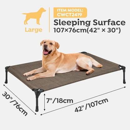 Veehoo 2 Pack Outdoor Elevated Dog Bed for Large Dogs, Cooling Raised Cots
