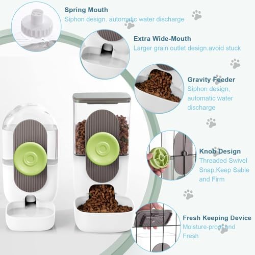 Lemtrflo Rabbit Feeder, Bunny Water Bottle Dispenser, Pet Cage Food Bowl