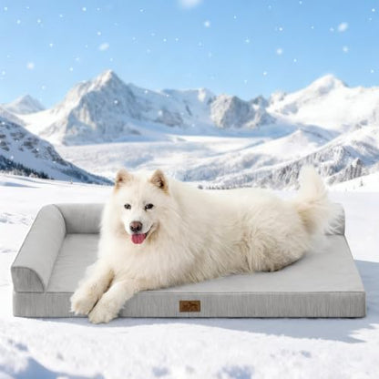 COZY KISS Cooling Dog Bed, Q-Max >0.4 Orthopedic Foam Dog Bed with Sides