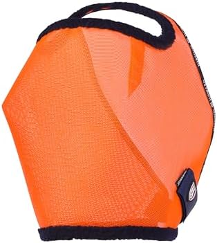 Harrison Howard All Round Mesh Horse Fly Mask UV Protective with Fleece Padded Edging Vibrant Orange L