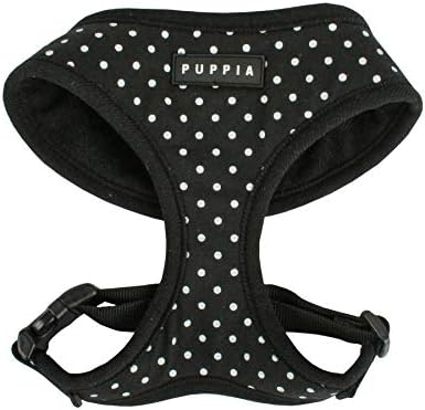 Puppia Dotty Dog Harness Over-The-Head No Pull No Choke Walking Training Adjustable for Small & Medium Dog, Medium, Black