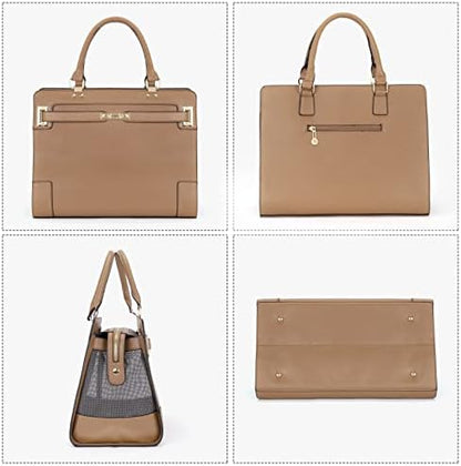 Fashion Pet Carrier Dog Cat Carrier Purse Soft-Sided Leather Handbag Pet Tote Bag for Small Dogs Puppy and Cats TSA Airline Approved (Khaki)