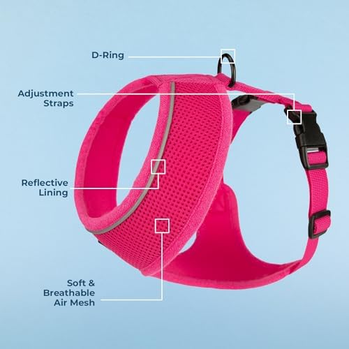 Best Pet Supplies Voyager Aerolite Over the Head Dog Harness, No Pull Breathable Air Mesh Vest, Quick Dry with Reflective Stitching, Adjustable Escape Resistant Harness - Fuchsia, Small
