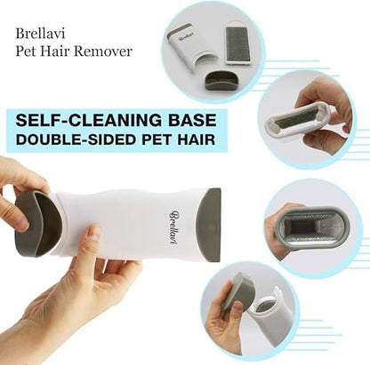 Lint Hair Remover for Clothes: Reusable Dogs Cats Fur Removal Brush for Clothes Furniture Couch Carpet Bed Car Seat - Home Travel Use (2-Pack Dove Gray)