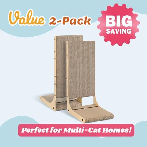 Zakkart 2-Pack L-Shaped Cat Scratching Board, Cardboard, 25.6" Tall (L)