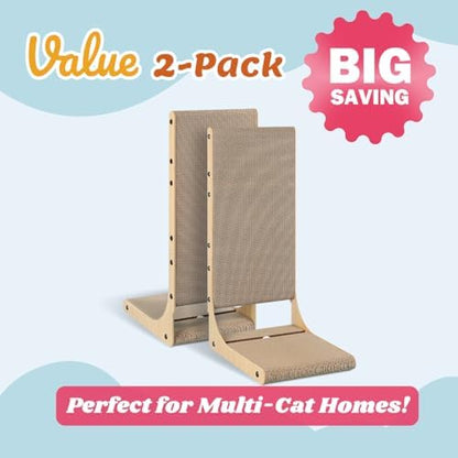 Zakkart 2-Pack L-Shaped Cat Scratching Board, Cardboard, 25.6" Tall (L)