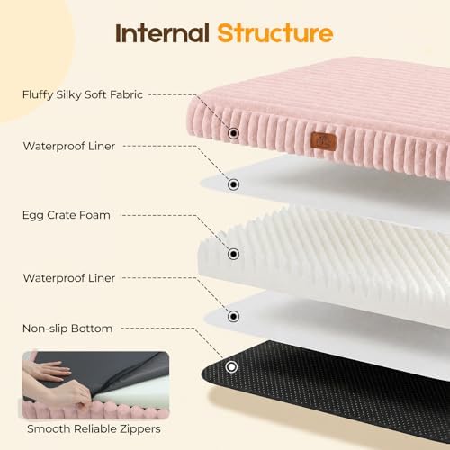 Orthopedic Dog Bed for Large Dog, Waterproof Washable Pet Bed for Crate