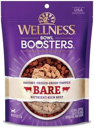 Wellness Bowl Boosters Bare Freeze Dried Dog Beef Food Topper for Small, Medium, and Large Breeds, Grain Free, Natural, 4 oz Bag