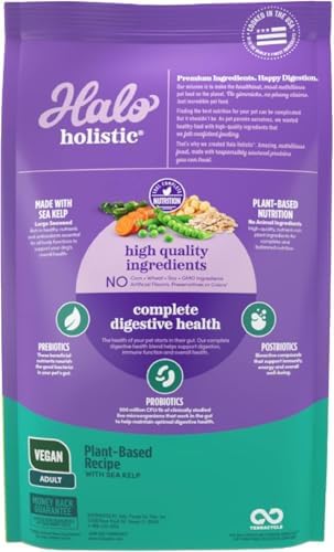 Halo Holistic Dry Dog Food, Vegan Plant-Based Recipe, Kelp, 21 lb