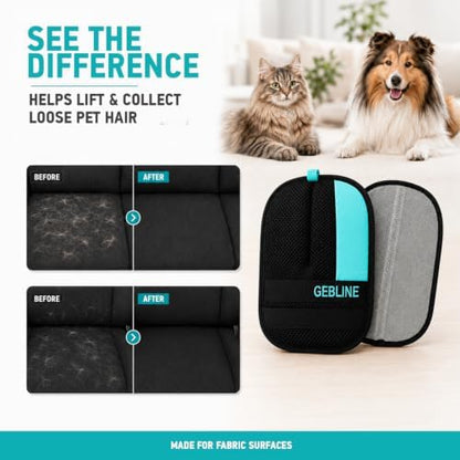 Pet Hair Remover Glove for Furniture & Upholstery, Dog Hair Remover for Couch, Cat Hair Remover for Furniture, Electrostatic Fur Remover, Reusable Pet Hair Remover for Fabrics, 2 Gloves