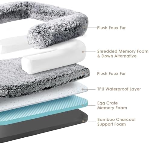 EHEYCIGA Orthopedic Foldable Human Dog Bed - 72x44x11, Faded Black