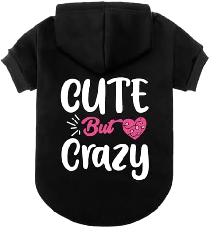 EXPAWLORER Dog Hoodies for Small Medium Large Dogs,Cute But Crazy Black M