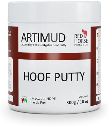 Artimud - Horse Hoof Putty Thrush Treatment 10 oz (300g) | Eucalyptus Horse Hoof Clay | Equine Frog & Sole Protection | Red Horse Products | Natural Hoof Mud | Non-caustic | All Equines