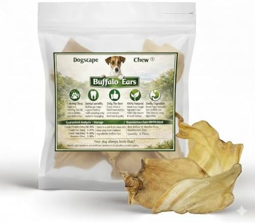 Pure Natural Grass Fed Water Buffalo Ear - 12 piece Value Pack Tough Dog Chew and Treat for Aggressive Chewers and Puppies