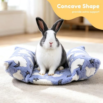 Rabbit Bed with Pillows, Dual-Sided 17"x15" Washable Lounger Pad