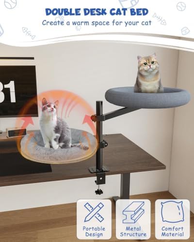 Acools Round Cat Bed Kitten Beds, Gray Donut Small Cats Bed