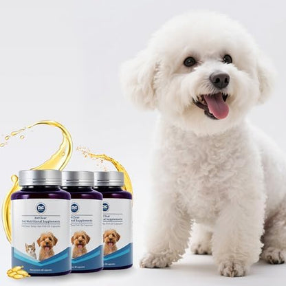 Omega 3 Fish Oil for Dogs, 80 Capsules, Rich in EPA and DHA, Improves Dry Skin, Dandruff, Itching, Reduce Shedding, Supports Cardiovascular and Joint Health, Suitable for Cats and Dogs (3 Bottles)