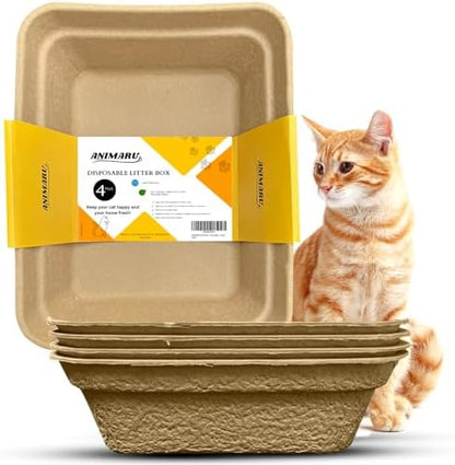 Disposable Litter Boxes (Brown, Large 4-Pack)