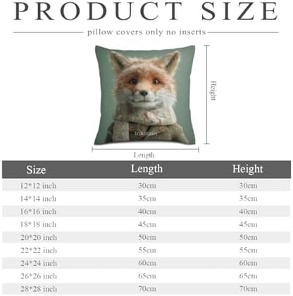 InkRain Winter Animal Cute Fox Pillow Cover 24x24 Inch Set of 2 Home Decor Decorative Cotton Linen Illustration Pillowcases for Living Room House Sofa