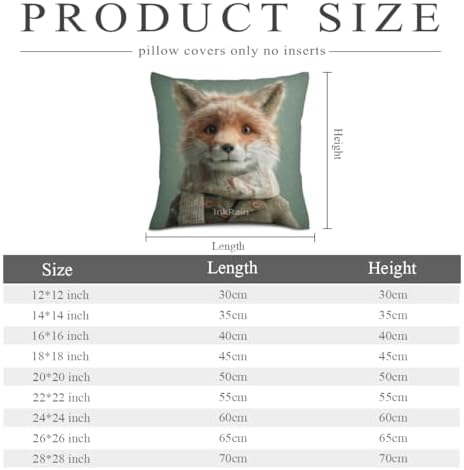 InkRain Winter Animal Cute Fox Pillow Cover 18x18 Inch Set of 2 Home Decor Decorative Cotton Linen Illustration Pillowcases for Living Room House Sofa