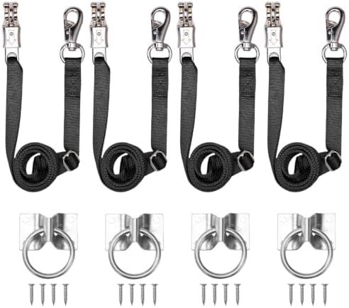 Cross Ties for Horse, 4 Pack Adjustable Nylon Cross Ties with Tie Rings
