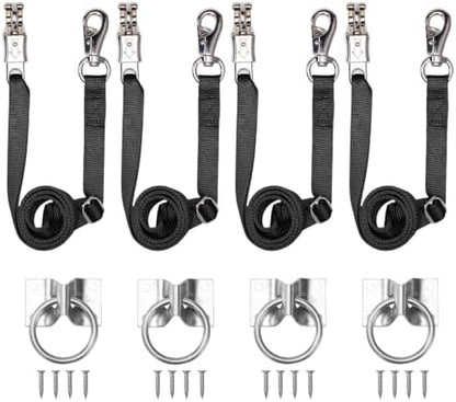 Cross Ties for Horse, 4 Pack Adjustable Nylon Cross Ties with Tie Rings