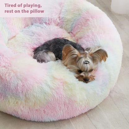 WNPETHOME Large Round Calming Dog Bed Cat Bed for Comfy Sleep