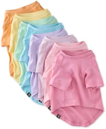 Pet Passion Toby II - The Perfect Tee, 8 Pack Short Sleeve Pet T-Shirt 100% Organic Cotton Tees Clothes for Small, Medium, Large Dogs, Rainbow Pink, Small