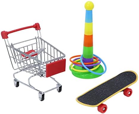 Wontee Bird Toys Mini Shopping Cart Skateboard Ring Toy for Playing and Training of Budgies Cockatiels Caique Quaker Parrot Conures (3 Pack)