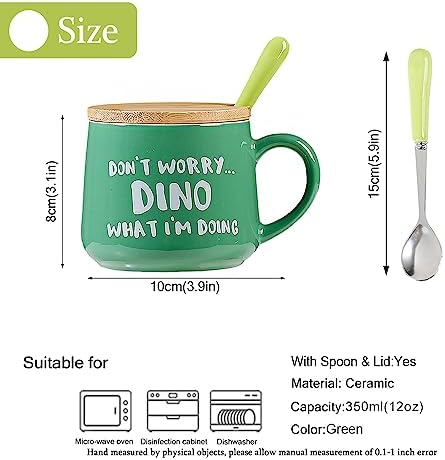 BigNoseDeer Cute Dinosaur Mug Ceramic Coffee Mug with 3D Cartoon Dino Inside,Funny Mugs with lid Spoon,White Elephant Gifts for Adults,Gag Gifts for Women Animal Gift Cute Stuff Cool Stuff