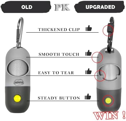 YUCHIYA Dog Poop Bag Holder Dispenser with LED Flashlight(Gray)