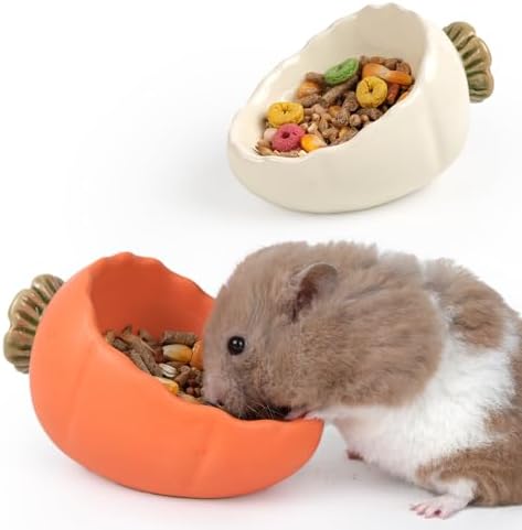 2 Pack Ceramic Hamster Food Bowl Anti-Tip Chew-Proof Water Dish