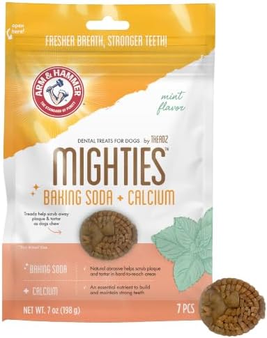 Arm & Hammer Mighties Treadz Dental Dog Treats, Puffer, Mint, 7 Ct, 2-Pk