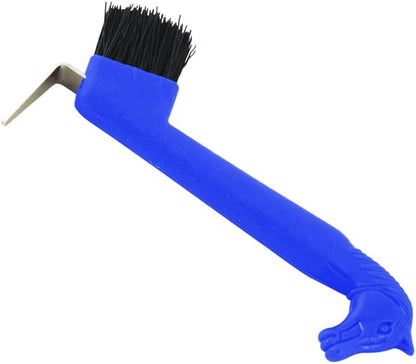 Jeffers Equine 2-in-1 Horse Head Hoof Pick with Cleaning Brush, Durable Hoof Cleaner Tool for Horses, Stiff Bristle Grooming Brush, Equine Stable Tack for Daily Hoof Care and Dirt Removal - Blue