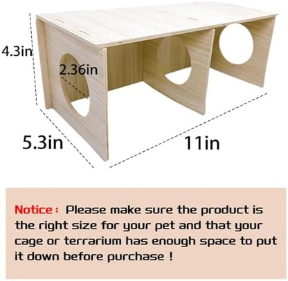 Hamiledyi Wooden Hamster Tunnel 2-Chamber Hideout Tunnel Multi Chamber Exploring Toy Platform 11 x 5.3 x 4.3 Cage Accessories for Syrian Hamsters Rat Mice