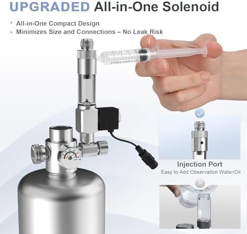 MagTool 2025 Upgraded 2.5-5L DIY Aquarium CO2 Generator Kit, Stainless Steel Bottle with Integrated Solenoid & Bubble Counter, Safety Valve, Main Switch, Complete Accessories for Planted Tanks