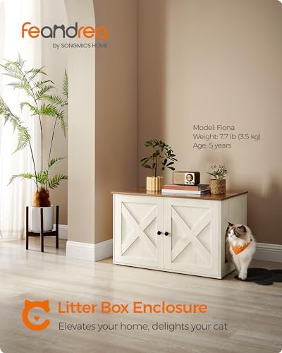 Feandrea Cat Litter Box Enclosure, End Table, 31.5 x 20.9 x 19.7 Inches