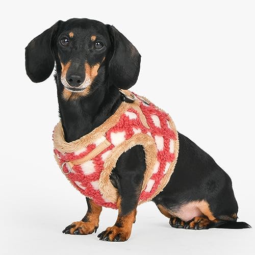 Puppia Stefan Vest Dog Harness Step-in Warm Winter Tumbling Waffle Pattern for Small and Medium Dog, Coral, Small