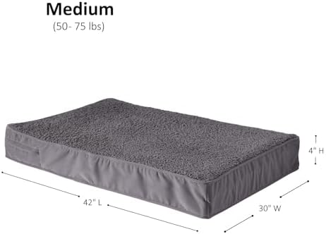 Happy Hounds Oscar Rectangle Orthopedic Foam Sherpa Dog Bed, Medium (42 x 30 in.), Pewter