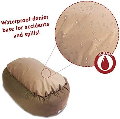Majestic Pet 52 Inch Bagel Calming Dog Bed Washable – Cozy Soft Round Dog Bed with Spine Support for Dogs to Rest their Head - Fluffy Donut Dog Bed 52x35x11 (Inch) - Round Pet Bed X-Large – Khaki