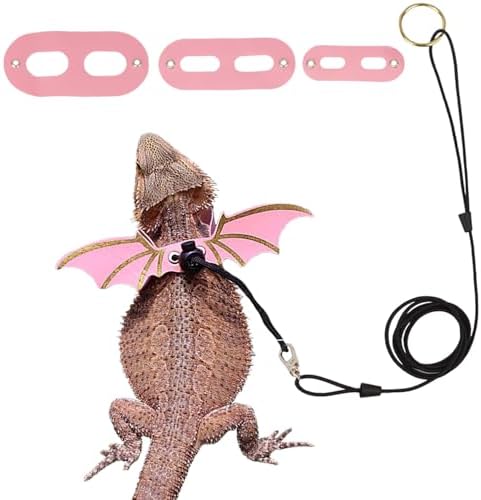 ADOGGYGO Pink Bearded Dragon Leash Harness, 3 Size Pack, Cool Bat Wing