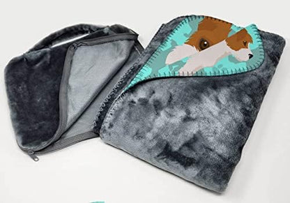 Caroline's Treasures MLM1080TBLT Red and White Jack Russell Terrier Soft Travel Blanket with Bag Airplane Blanket, Indoor Outdoor Camping Blanket for Traveling, Picnics, Beach Trips, Concerts