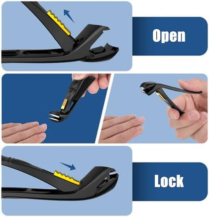 SHINLEA Nail Clippers for Seniors Thick Toenail, Professional Fingernail Toenail Clippers with Catcher, Sharp Wide Opening and Long Handle Nail Cutter for Men Women, Black