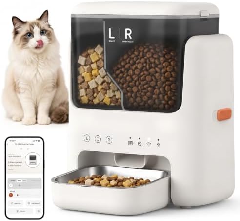 Automatic Cat Feeder, Dual Hopper for Meals & Treats, App Control