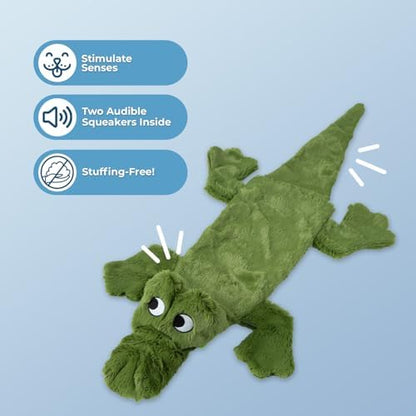 Best Pet Supplies 2-in-1 Stuffless Squeaky Dog Toy - Alligator, Large