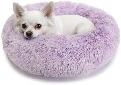 nononfish Cozy Calming Dog Bed,Soft Plush Donut Pet Bed