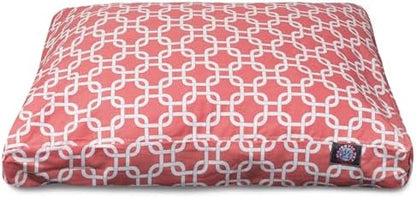 Majestic Pet Shredded Memory Foam Dog Bed Medium with Removable Washable Cover – Rectangle Orthopedic Dog Bed–Durable Dog Crate Bed-Flat Dog Bed for Senior Dogs - (35x29) M - Links - Coral